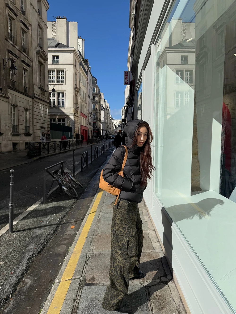 

in Choose U Smiling Home 2026 Autumn Winter Heavy Work Leopard Print Utility Pants Women Slim Wide Leg Long Trousers