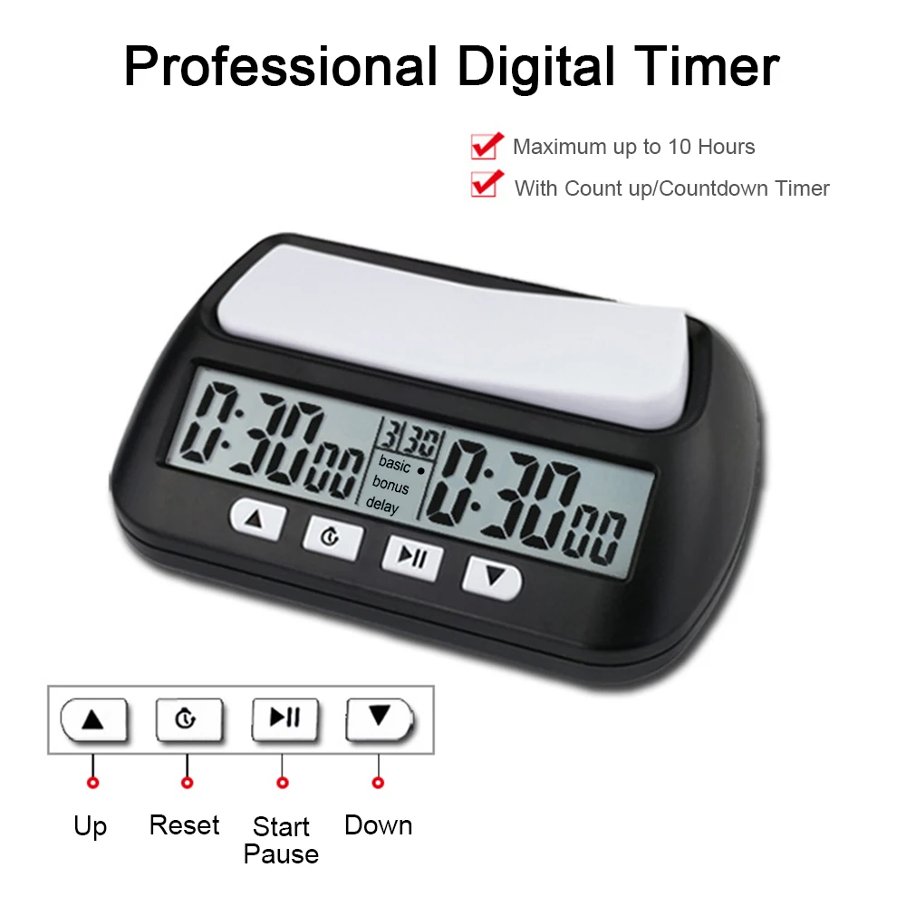 3-in-1 Multipurpose Portable Professional Chess Clock Digital Chess Timer Game Timer Competition Game Stopwatch