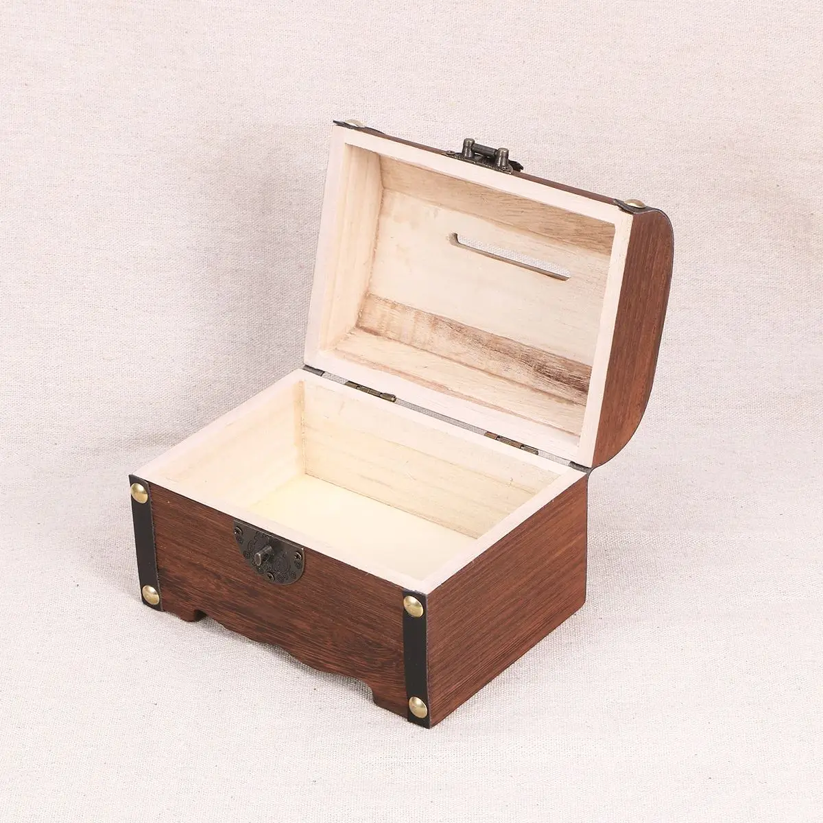 

Box Wooden Treasure Bank Storage Chest Piggy Wood Vintage Money Coin Lock Boxes Jewelry Saving Pirate Organizer Decorative Gift