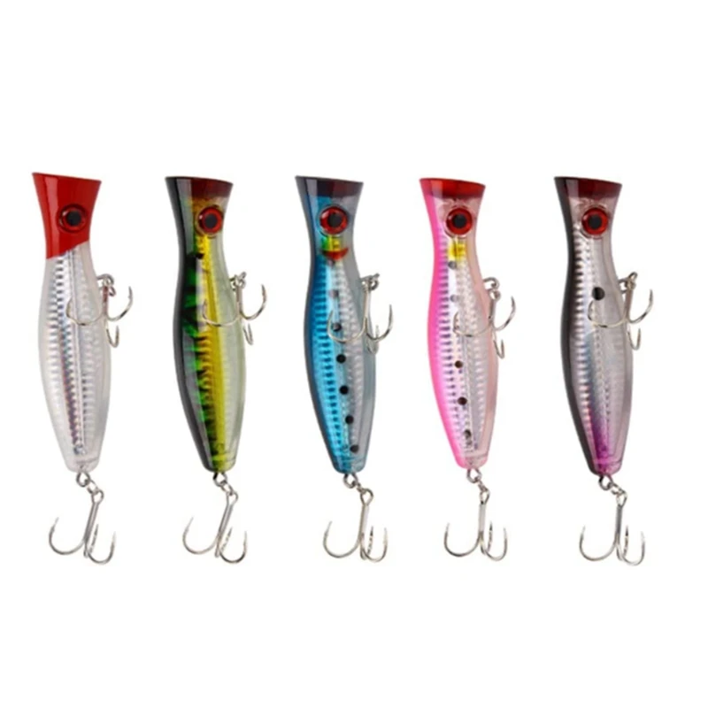 Surface Fishing Lures - Popper - Catching / Spinning Fishing Pack - Sea Fishing - 5 Pieces - 12.5Cm And 40 Grams Promotion