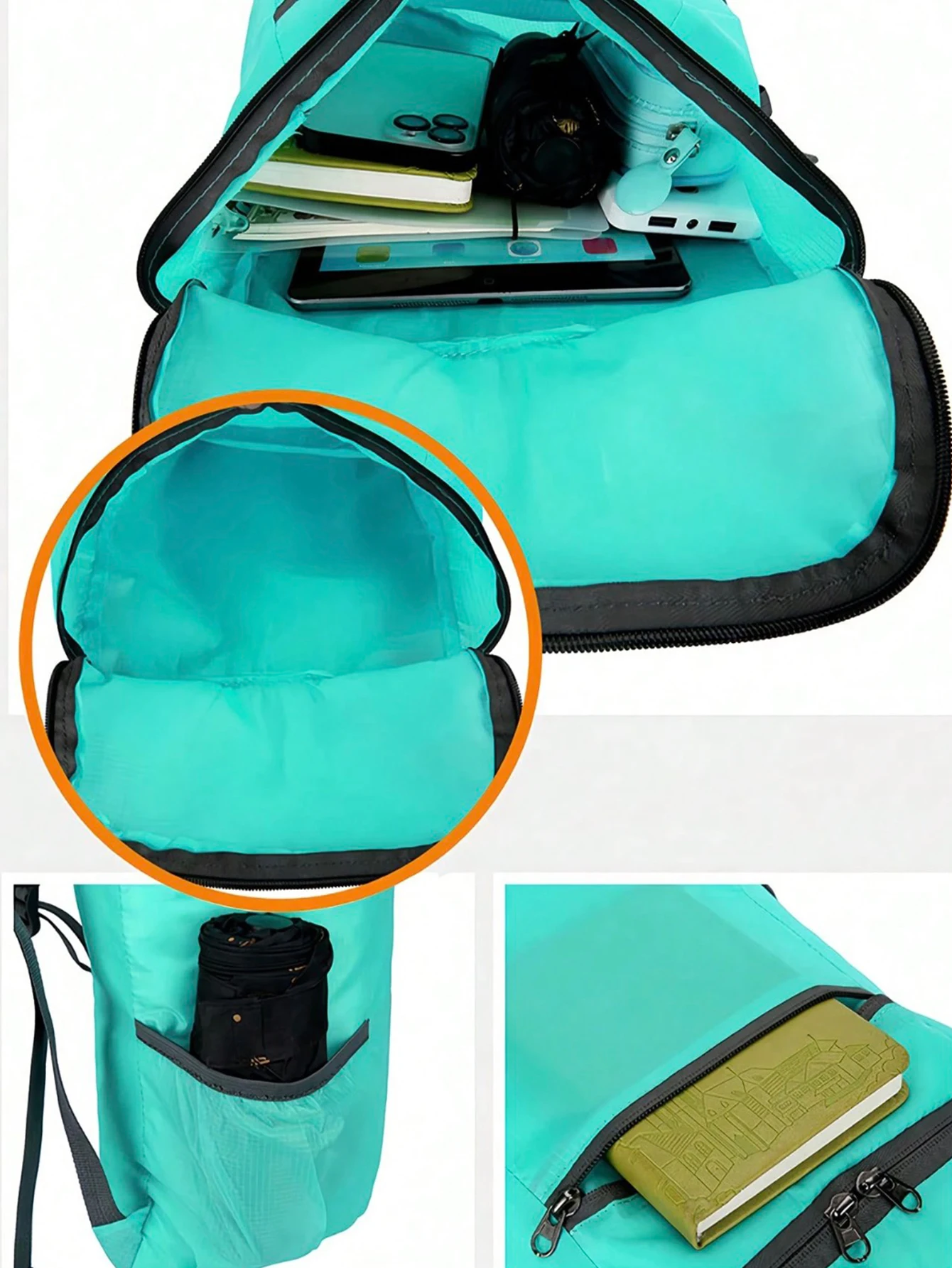 Foldable Lightweight Travel Backpack, Portable Waterproof Storage Bag with Zipper, Unisex Packable Backpack for Hiking, Fitness