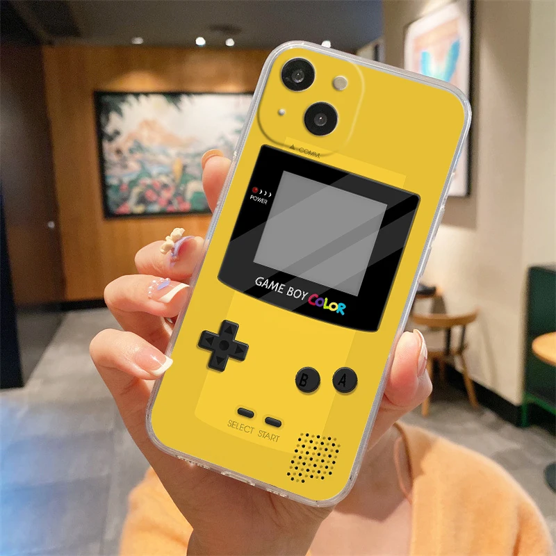 Прозрачный силиконовый чехол Gameboy для iPhone 15 14 13 12 Mini 11 Pro Max XS X XR 7 8 Plus