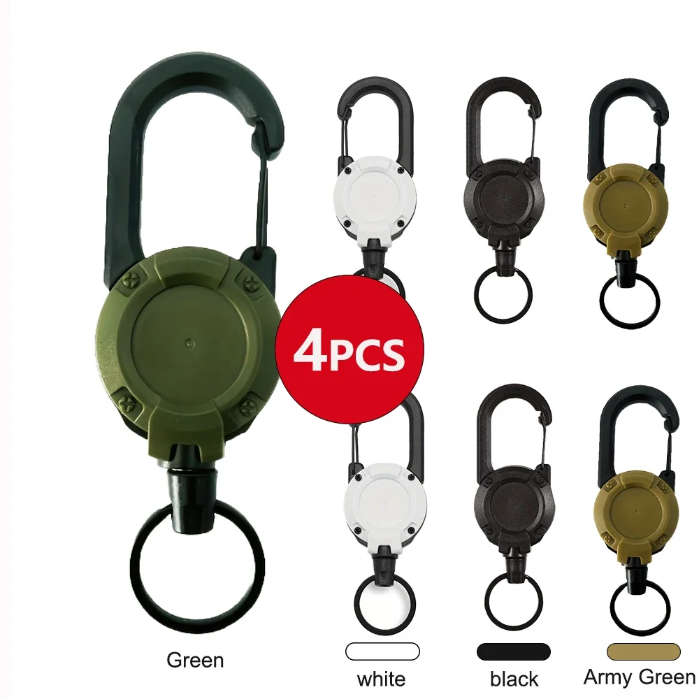 1/2/4pcs Extendable Retractable Holders Keychain Badge Reels Heavy Duty Clip With Carabiner Key Chain For Men Outdoor Bags