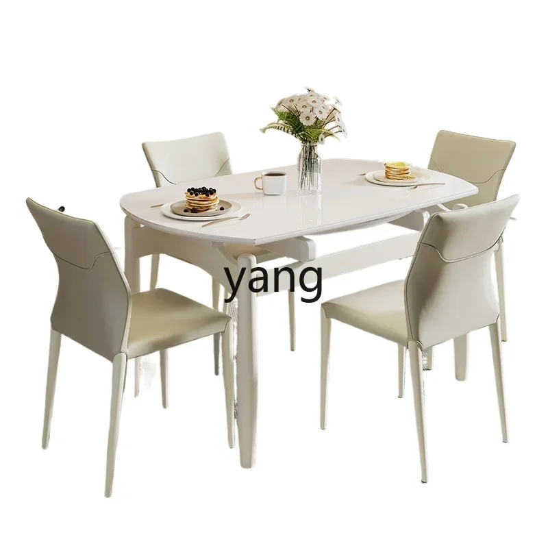 CX rock slab dining table household small apartment folding telescopic variable round table light luxury modern simplicity