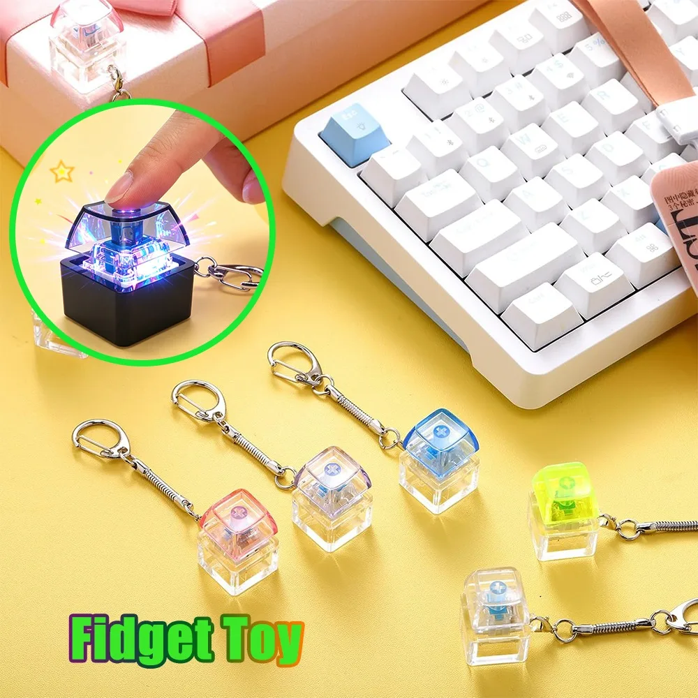 

Light Up Mechanical Keyboard Switch Tester Keycap Fidget Toy Keychain Pendant Stress Relief Personalized Key Ring Silent Click