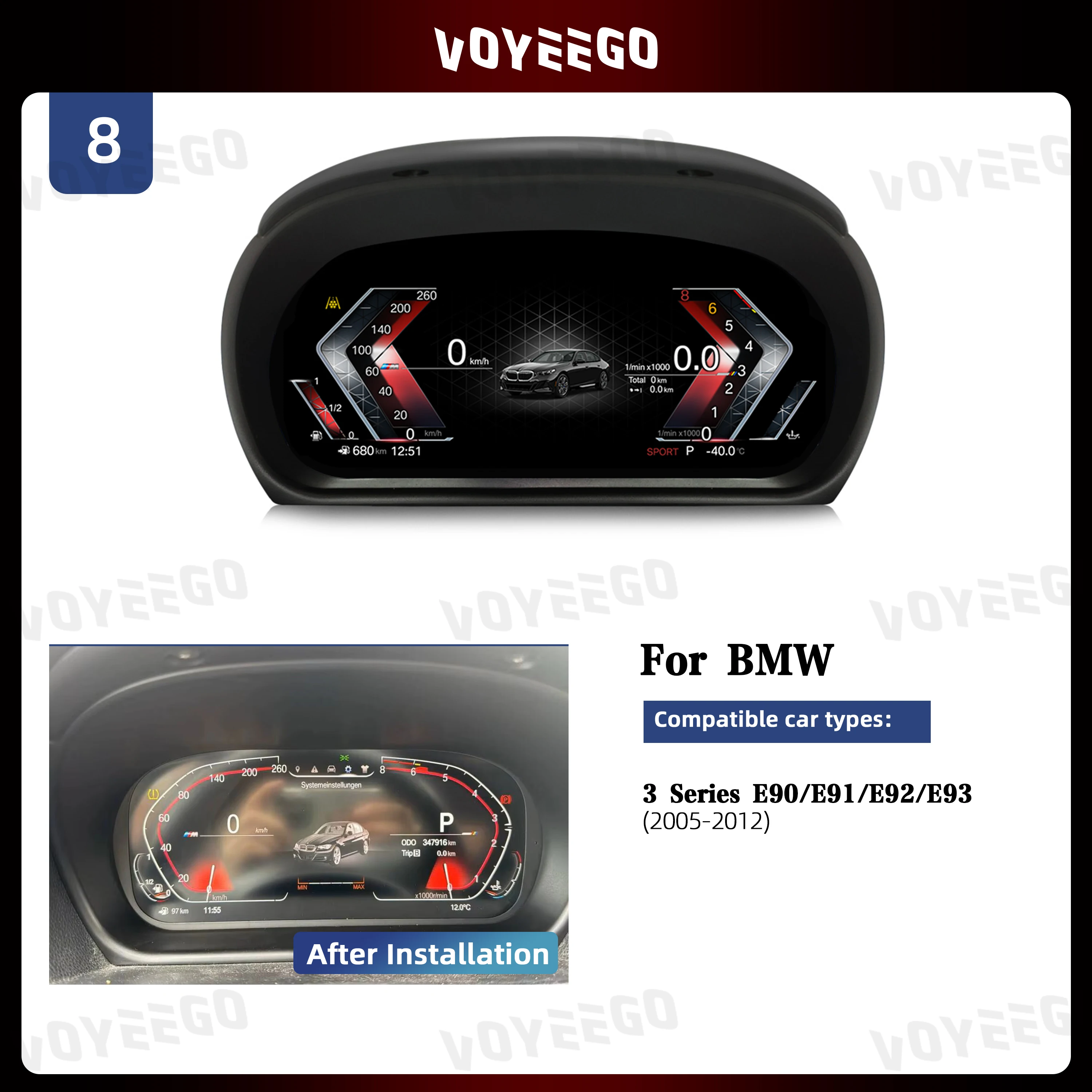 Voyeego 12.3 بوصة سيارة ذكية LCD لوحة القيادة عداد السرعة الوسائط المتعددة لوحة القيادة ل 3 SeriesLCD أداة