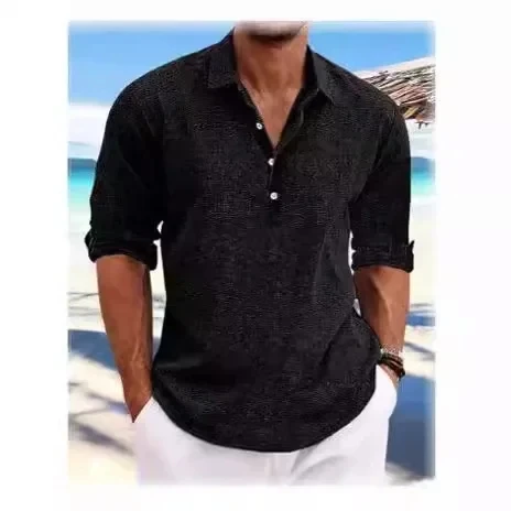5 Colors!   New Men's Linen Long Sleeve Solid Color Lapel Collar Shirt  Casual Cotton Hemp Shirt Tops S-5XL Hawaiian Shirts 2024