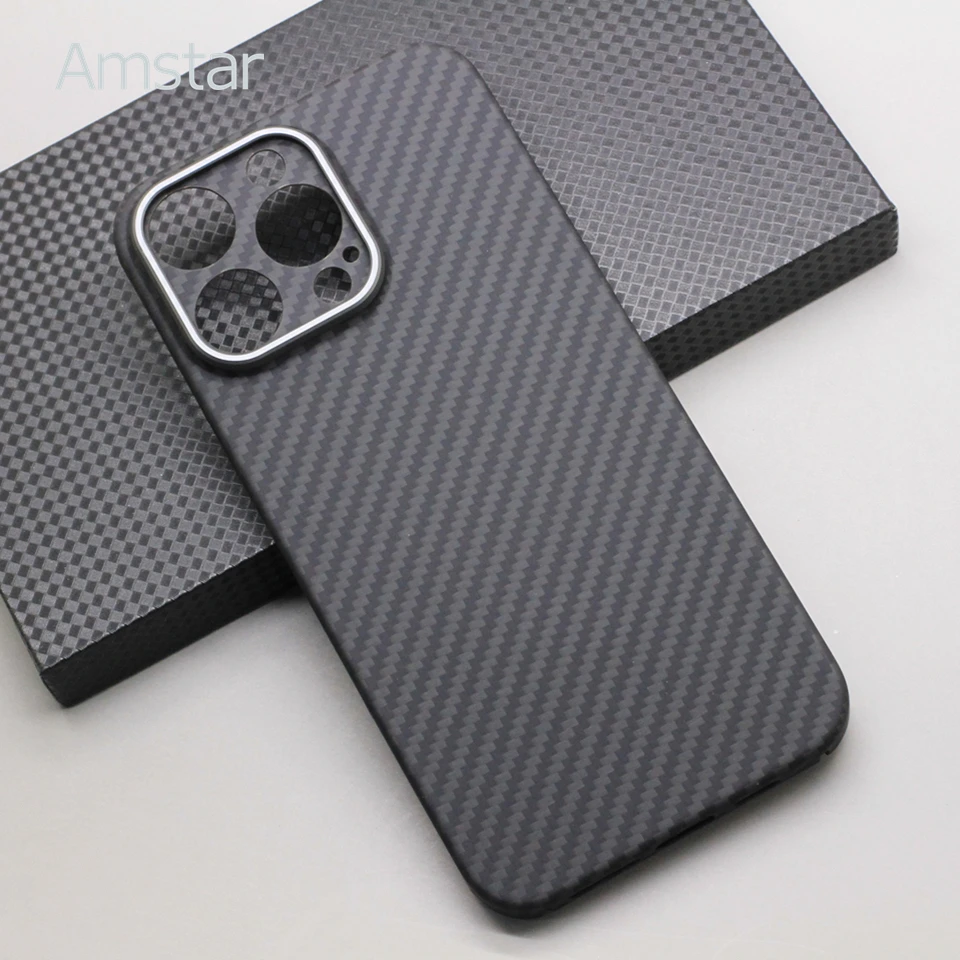 Amstar Luxury Carbon Fiber Phone Case for iPhone 15 Pro Max Premium Aramid Fiber Ultra-thin Cases Cover for iPhone 15 Pro