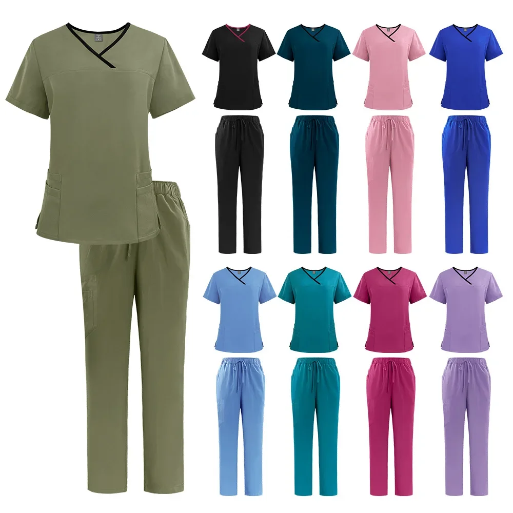 

New Medical Women Scrubs Uniform Hospital Doctors Clothes Nurses Accessories Dental Clinic Beauty Spa Salon Workwear Sets