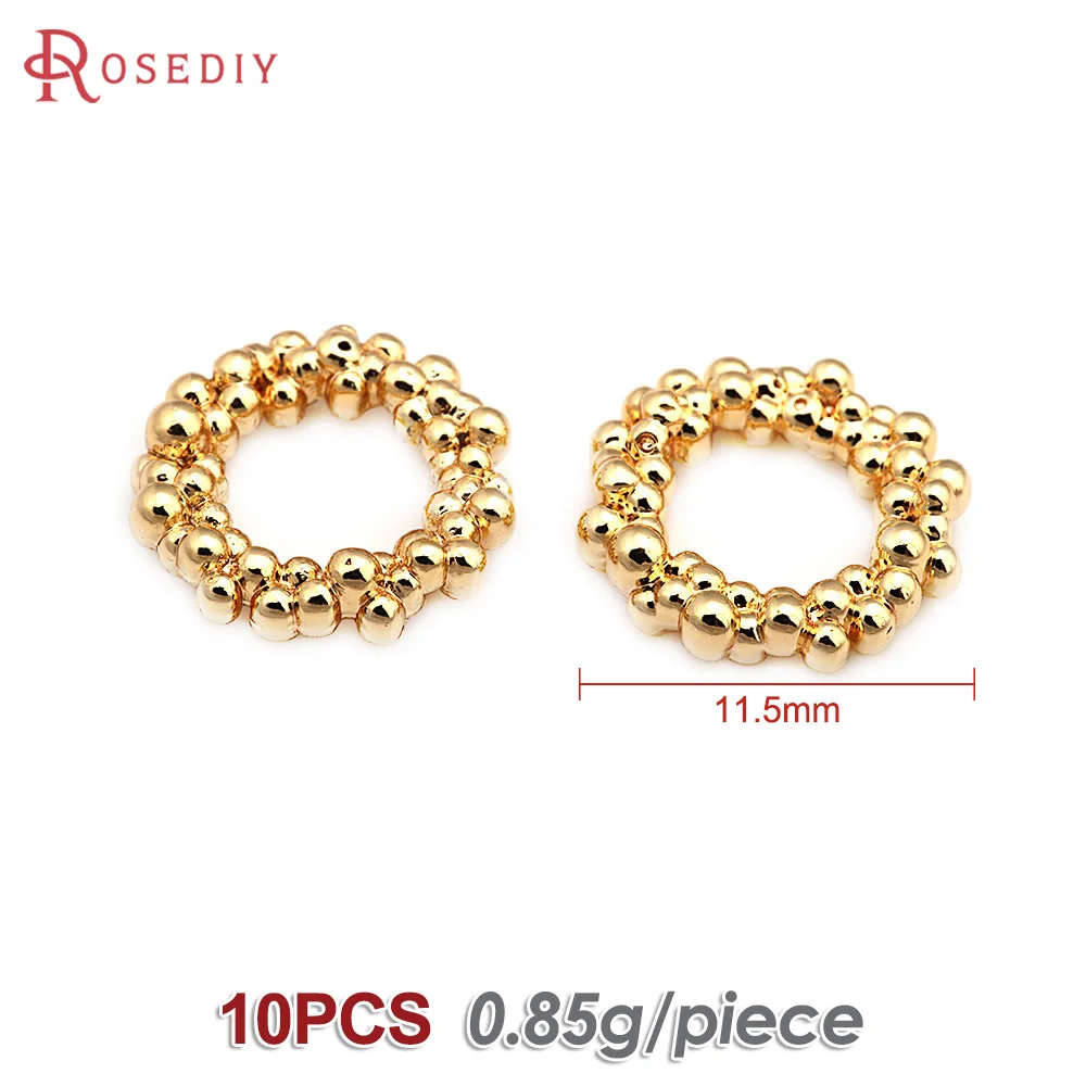 10PCS 18K Gold Color Brass Round Wreath Charms Pendants High Quality Diy Jewelry Making Necklace Earrings Accessories for Women