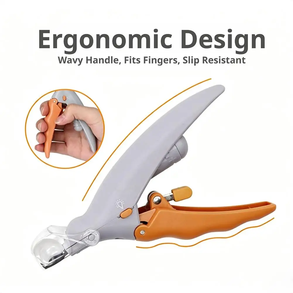 Professioneller Hunde- und Katzen-Nageltrimmer mit Eingebauter LED-Lupe und Spritzschutz Komfortabler ABS-Griff für Harte Nägel – Detail 6