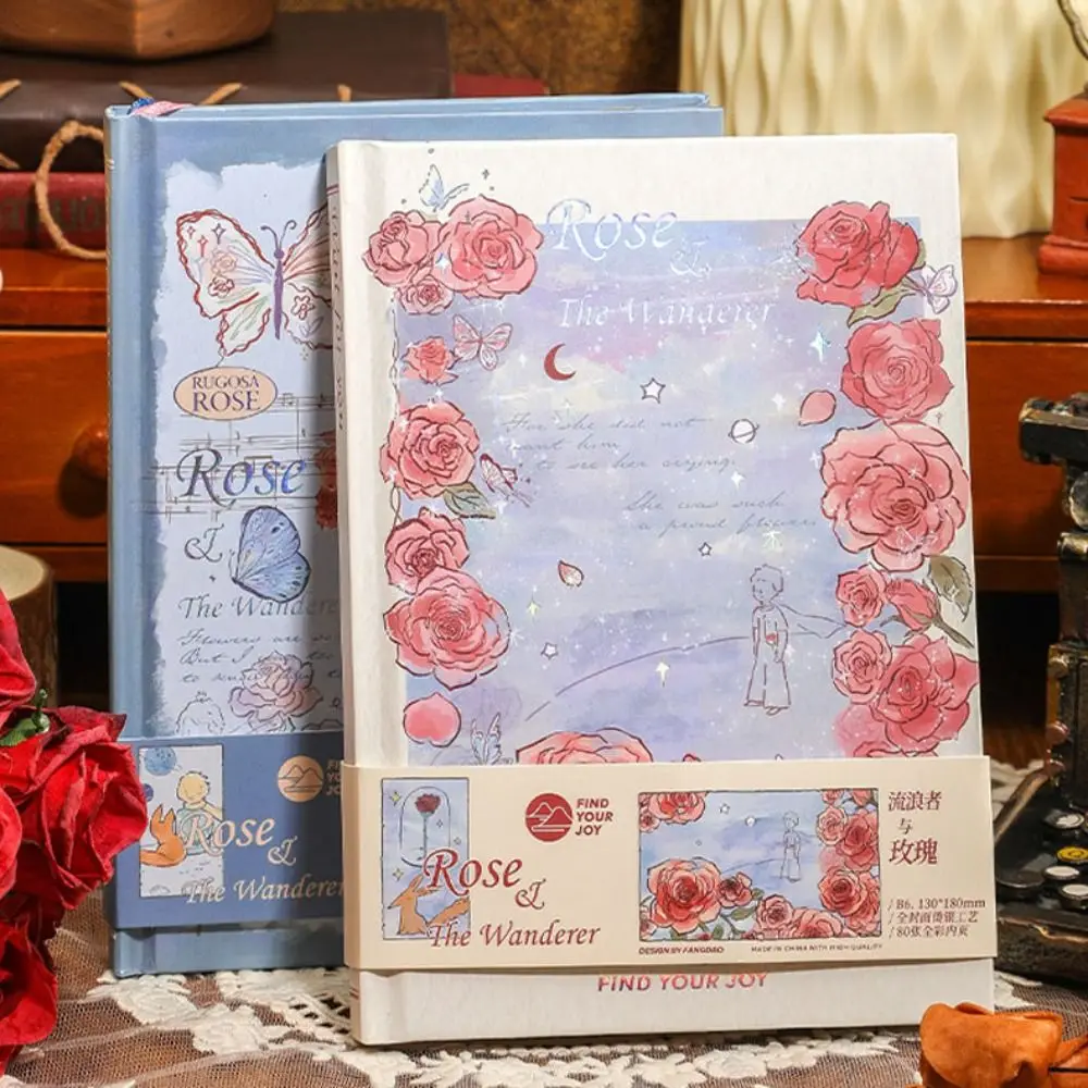 1 Pc Creative Rose Series Notebook Vintage Hardcover Diary Book Kids Scrapbook Hand Ledger Student Stationery Planners