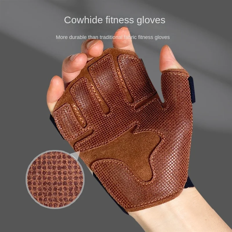 Cowhide Ventilated Weight Lifting Gloves Men Women Gym Workout Gloves for Fitness Weightlifting Pull Ups Palm Protection Support