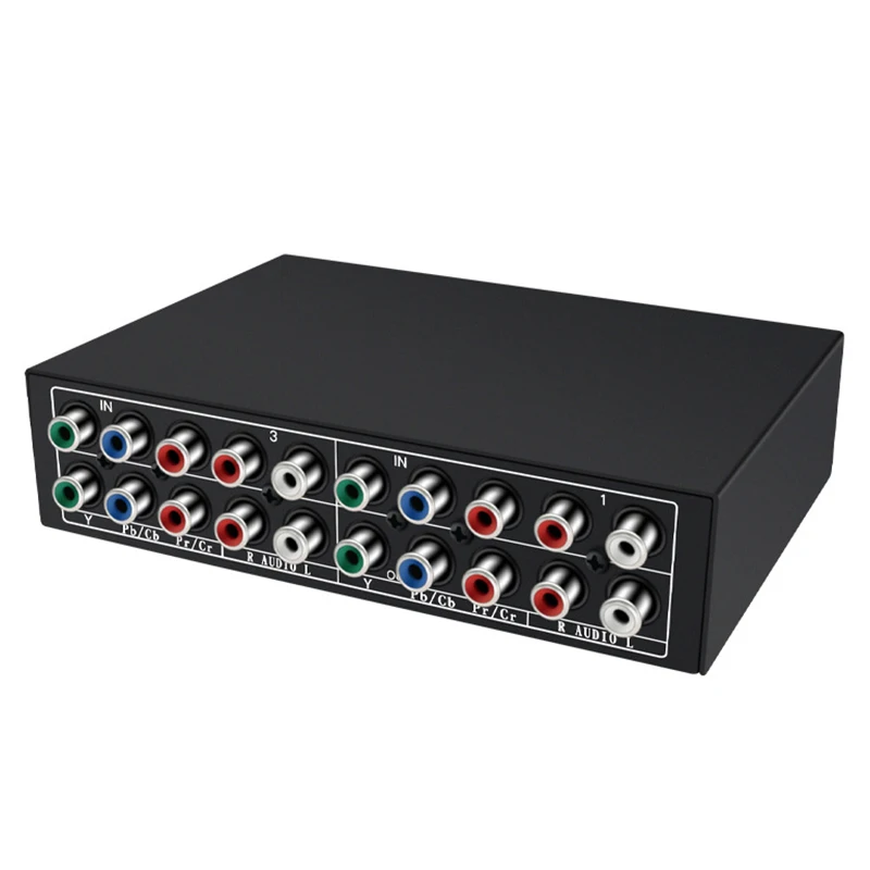 YPbPr L/R AV ビデオスイッチ 3 in 1 out コンポーネント AV 3 RCA RGB セレクタースイッチャー 3x1 コンバーター Wii PS3 PS2 DVD HDTV プラグアンドプレイ用