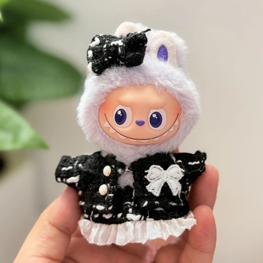 Luxury Small Fragrant Clothes for Labubu 4.0 Korea StyleCute Hu Bow Headpiece Clothes for 10cm Ladbubu V4 Dolls Accessories