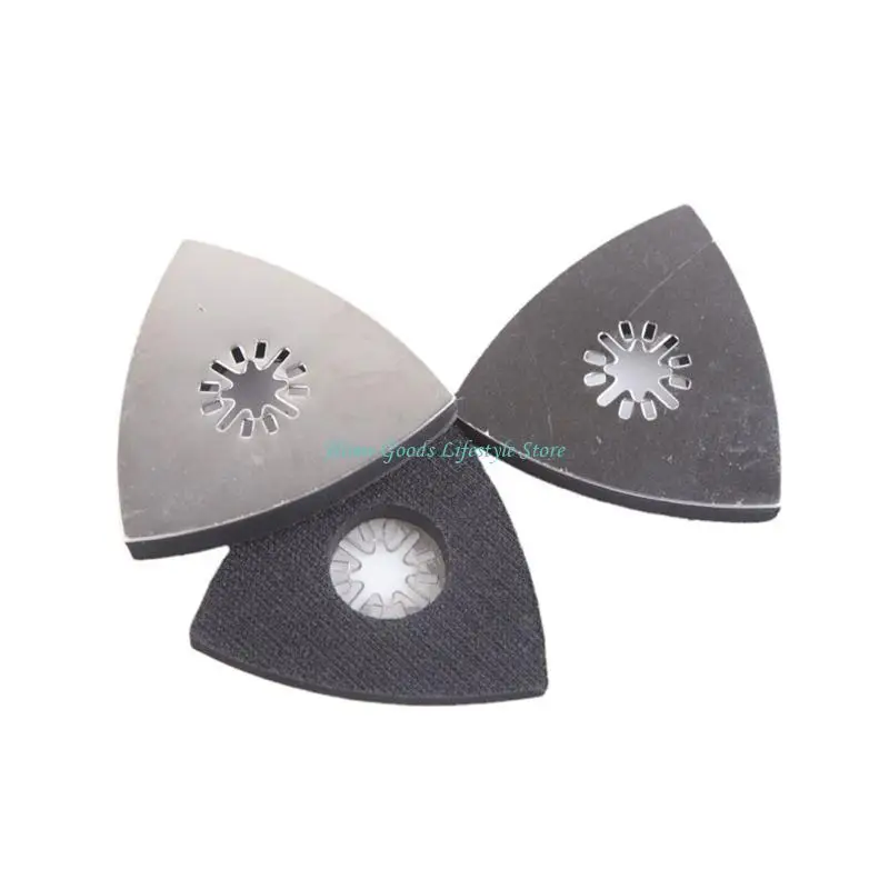 

E74E 5 Pcs Triangular Black Sanding Disc Oscillating Multi-tool Hook and Loop Sanding Pads Fit for Most Quick Release Systems