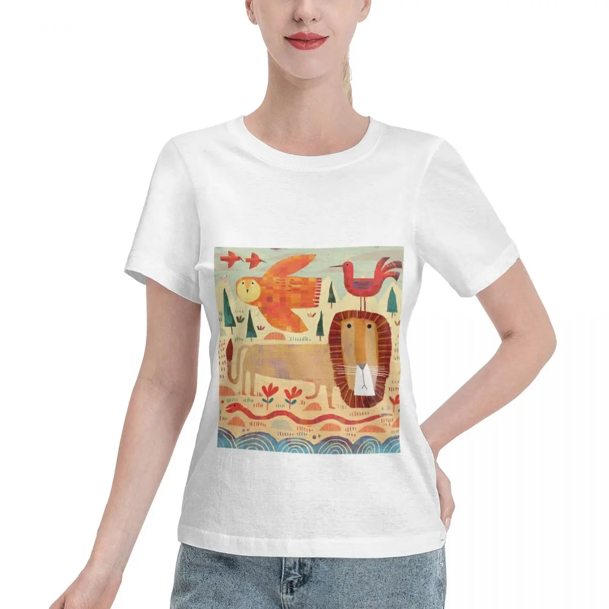 Plus Size Available Lion Owl Snake And Bird Women's T-shirt Trending Fashion Plus Size Women Tee