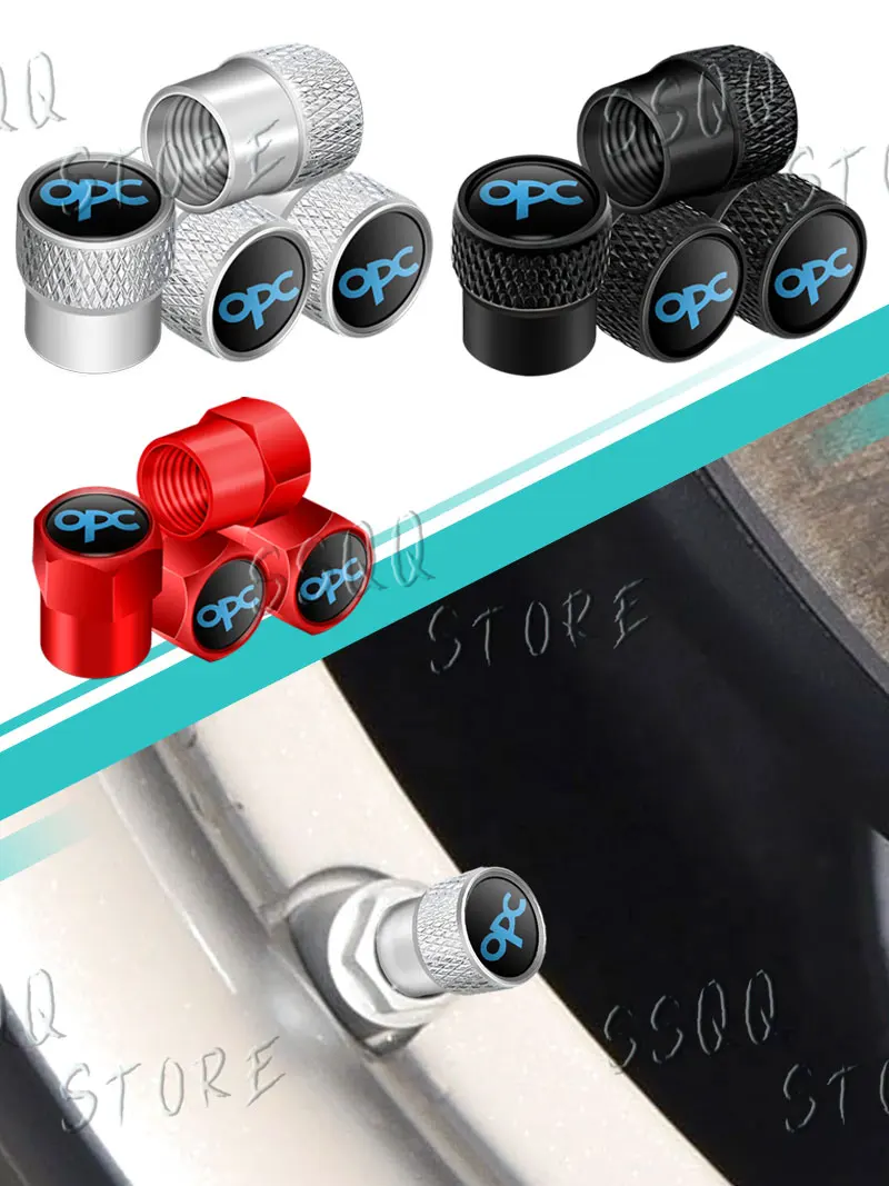 Bouchons de Valve de pneu de roue de voiture, emblème de ligne OPC, couvercles anti-poussière de tige de pneu pour Opel Vauxhall Insignia Zafira Vectra Astra H J D 4 pièces