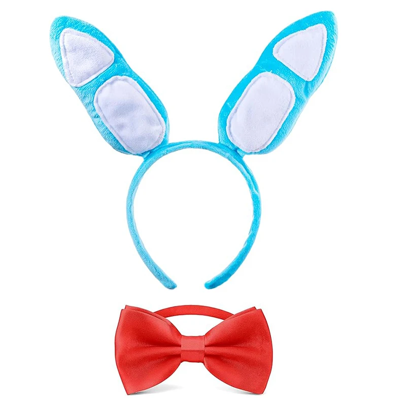 FNAF Freddy Bonnie Purple Bunny-kostuumaccessoires Bunny Ears-hoofdband met rode vlinderdas voor dames heren Halloween Party Cosplay