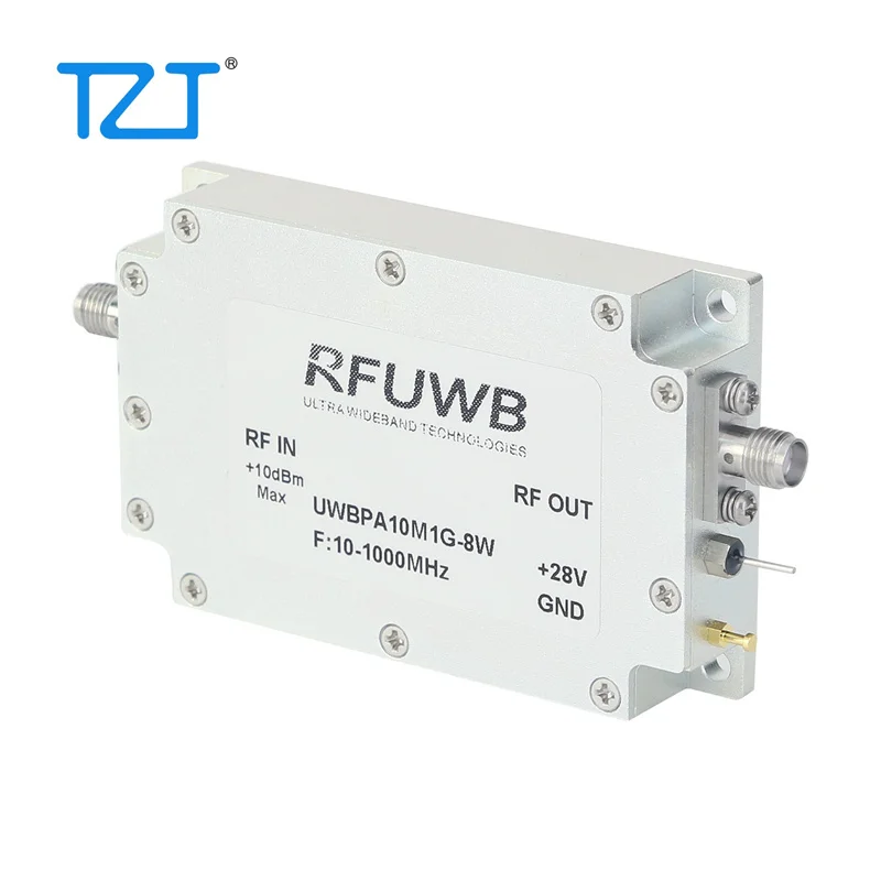 TZT RFUWB UWBPA-10M1G-8W/UWBPA10M1G-16W 10-1000MHz Broadband RF Power Amplifier 8W UWB RF Power Amp Module