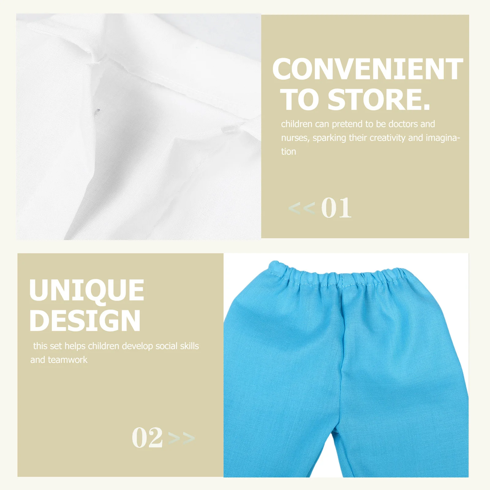 1 ensemble de tenue d'infirmière de 18 pouces, Costume de médecin Miniature pour faire semblant de jouer, jeu de rôle pour enfants, apprentissage des compétences sociales de 18 pouces