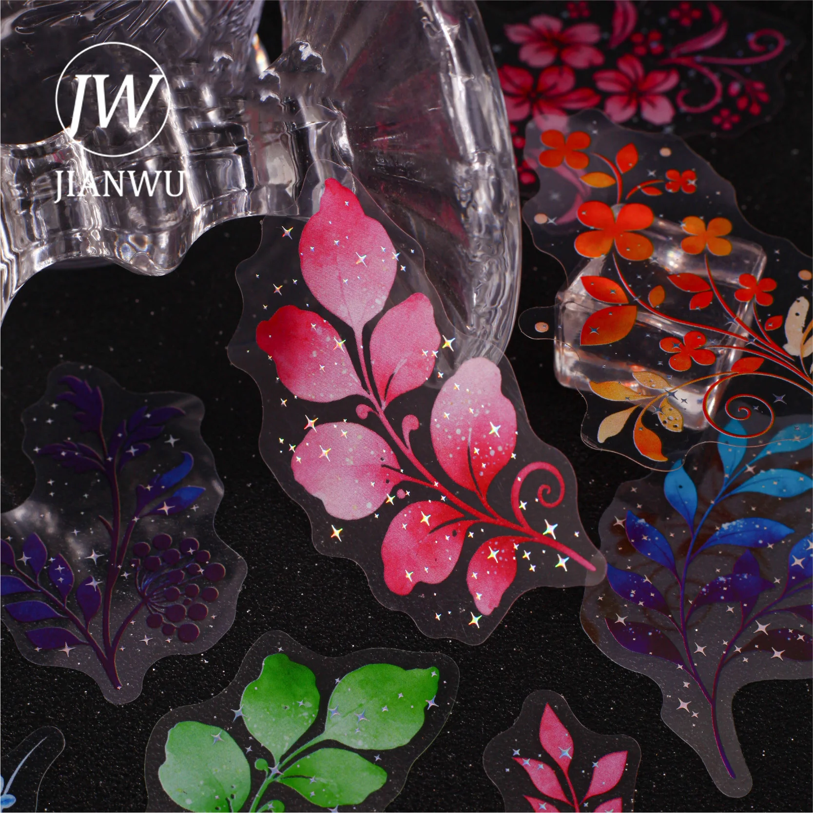 JIANWU Floral Shadow Gold Foil Series Vintage Plant Flower Landscape Material Collage PET Sticker Creative Journal Stationery view 2
