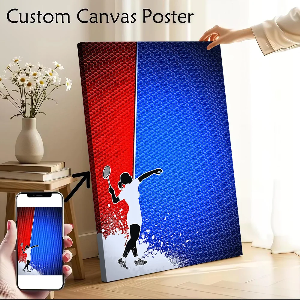 Badminton Player Silhouette Poster Canvas Wall Art Personalized Print Modern Painting Perfect Gift for Home Decoration Ornaments