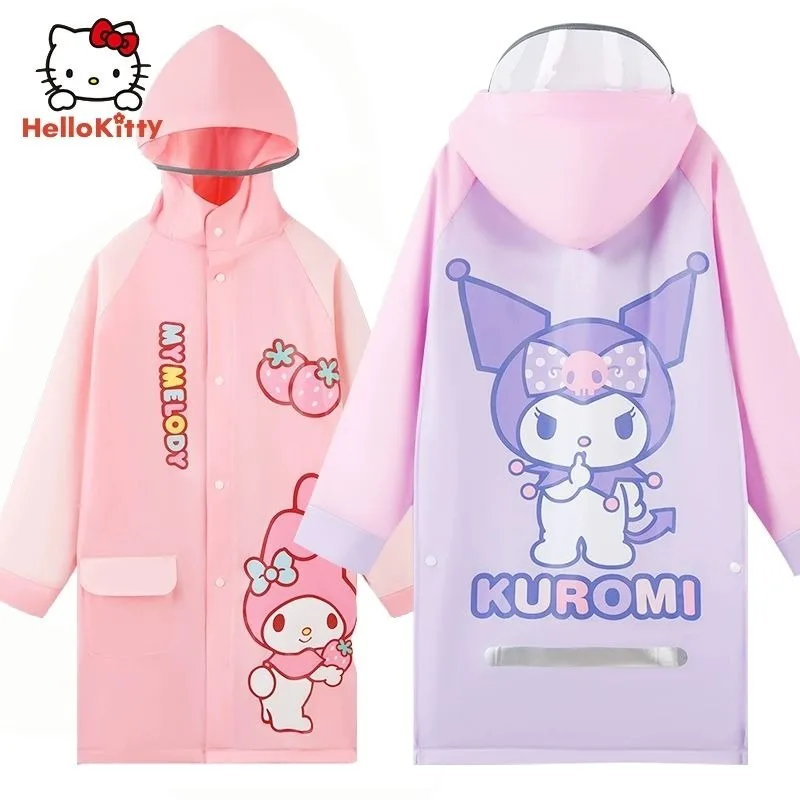 معطف واق من المطر مخصص لفيلم هالو كيتي سينامورول للفتيات عالي الجودة طويل بغطاء للرأس ومقاوم للماء