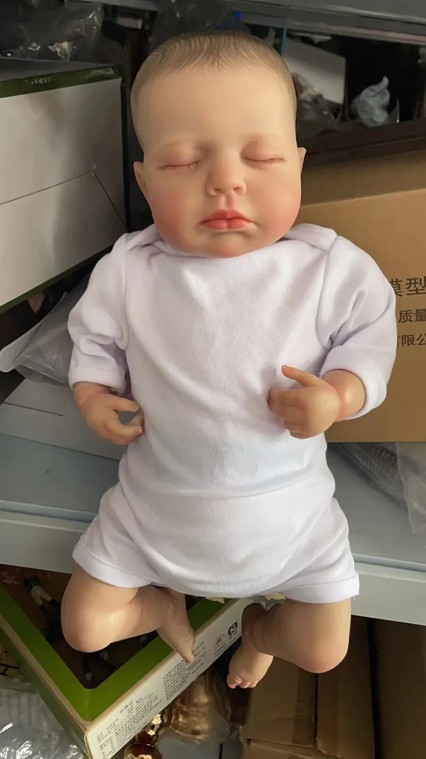 Bambola rinata d'arte da collezione di alta qualità LouLou da 19 pollici, realistica, morbida al tatto, con capelli disegnati a mano