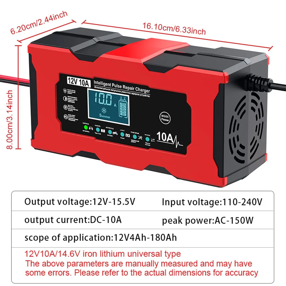 150W 12V Motorcycle Battery Chargers For Boat Lead Acid / Iron Lithium Batteries Storage Cell Car Battery Chargers Pulse Repair