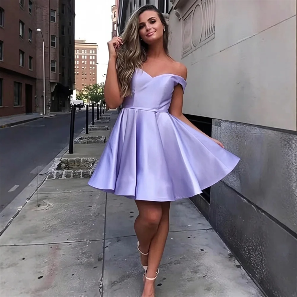 Short A Line Satin Sashes Boat Neck Knee Length Bridesmaid Dresses Evening Wedding Party Prom Birthday Cocktail Corset Back