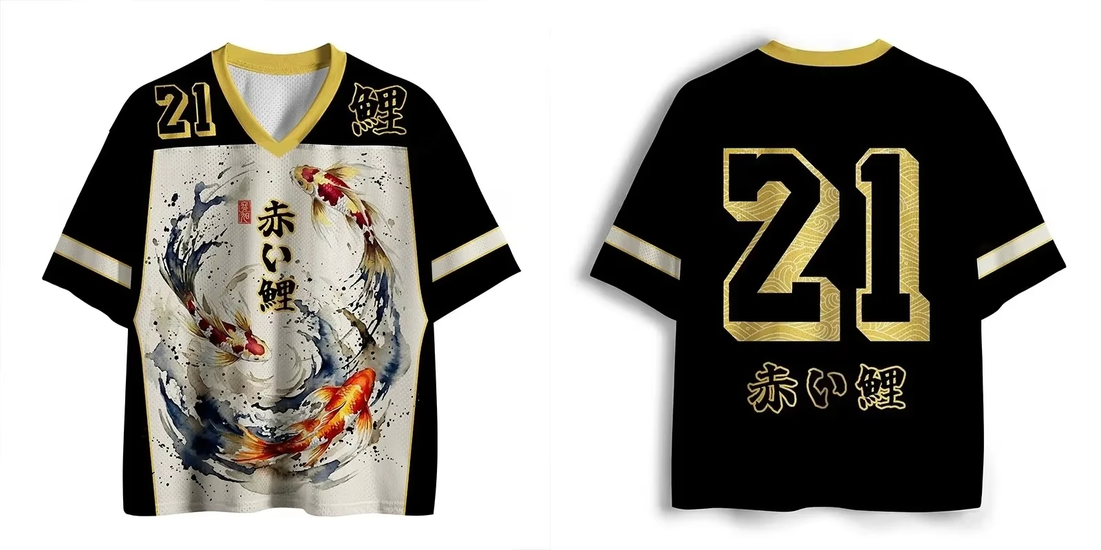 2026 New Summer Japanese Limited Koi Fish Printed V-Neck T-Shirt Quick Dry Fitness Outdoor Casual  Men Women and Children Family