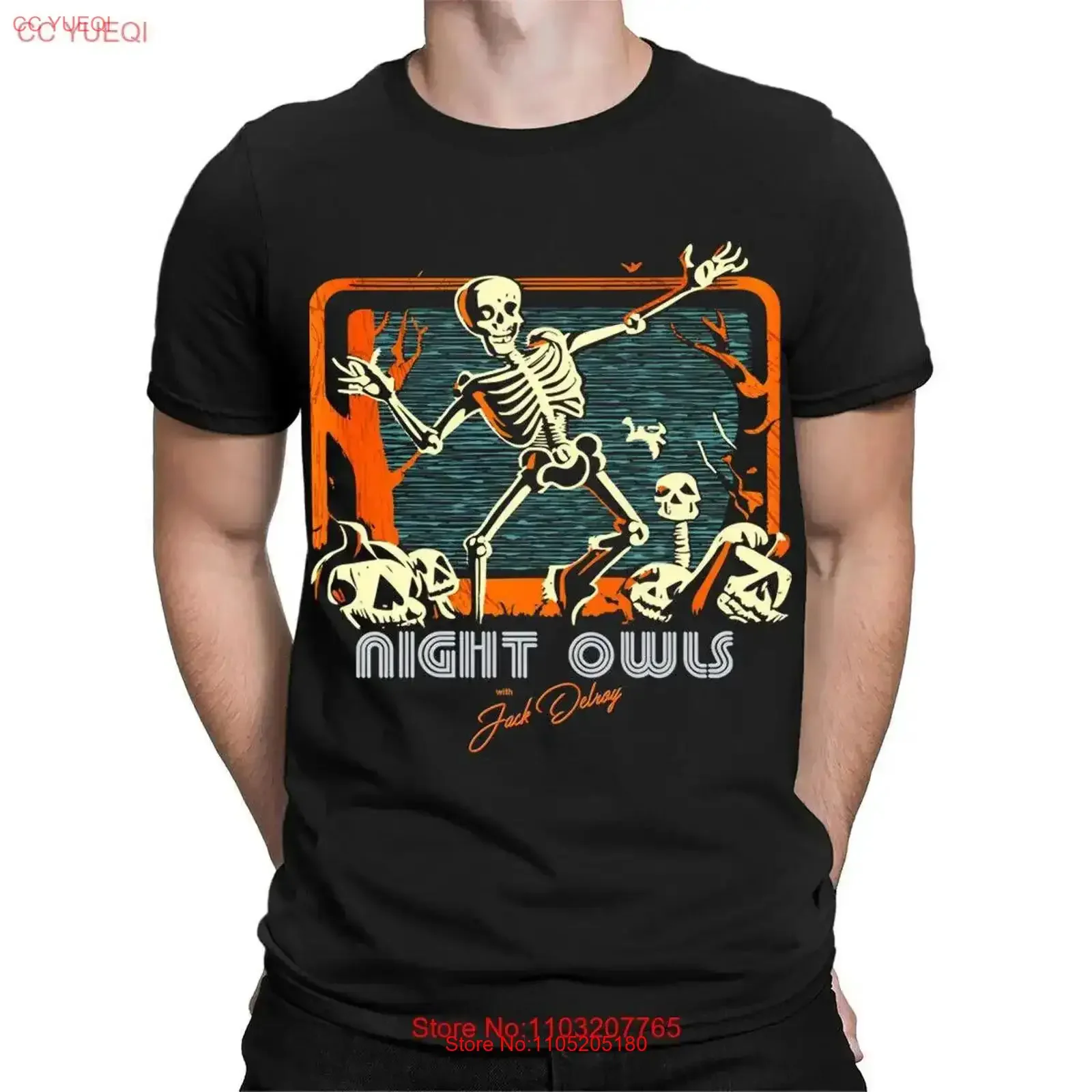 تي شيرت Night Owls With Jack Delroy Halloween Station Break تي شيرت TA 152 عتيق مغسول موضة ملابس مريحة للجنسين