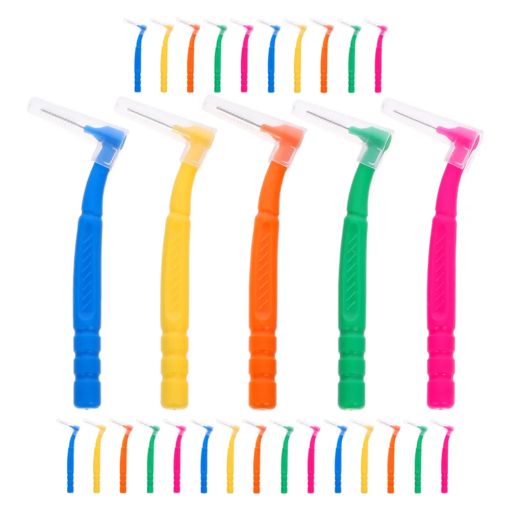 30 قطعة فرشاة أسنان بين الأسنان خفيفة الوزن ومتينة لتنظيف الأسنان فرشاة أسنان يدوية محمولة للسفر الأقواس