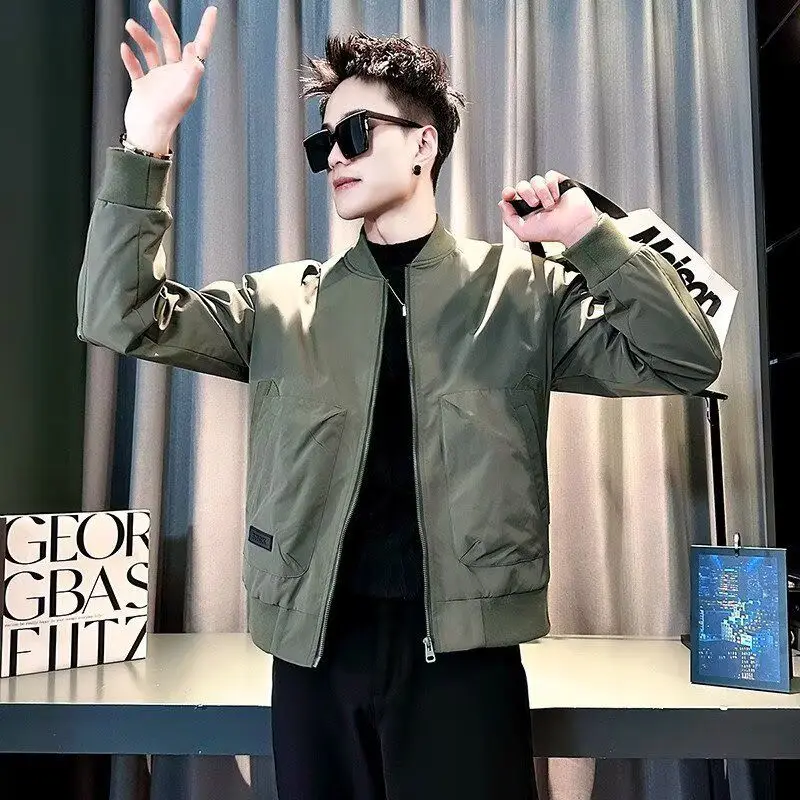 

Мужская куртка с бейсбольным воротником маленького размера 55, повседневная весенне-осенняя рабочая одежда, пальто с цифрами S, молодежное пальто с подставкой на молнии