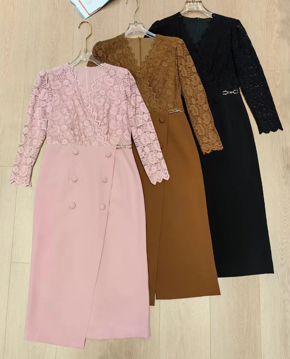 

XXL облегающее вечернее элегантное платье 2022, осеннее модное женское сексуальное кружевное лоскутное платье с v-образным вырезом и длинным рукавом, черное, розовое, хаки, XXL