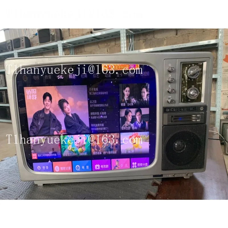 14 Zoll Vintage Schwarz-Weiß-Fernseher - Retro-Nostalgie-Filmrequisite, Volkskunst-Sammlerstück, dekoratives Ornament (echte Fernsehgerät)