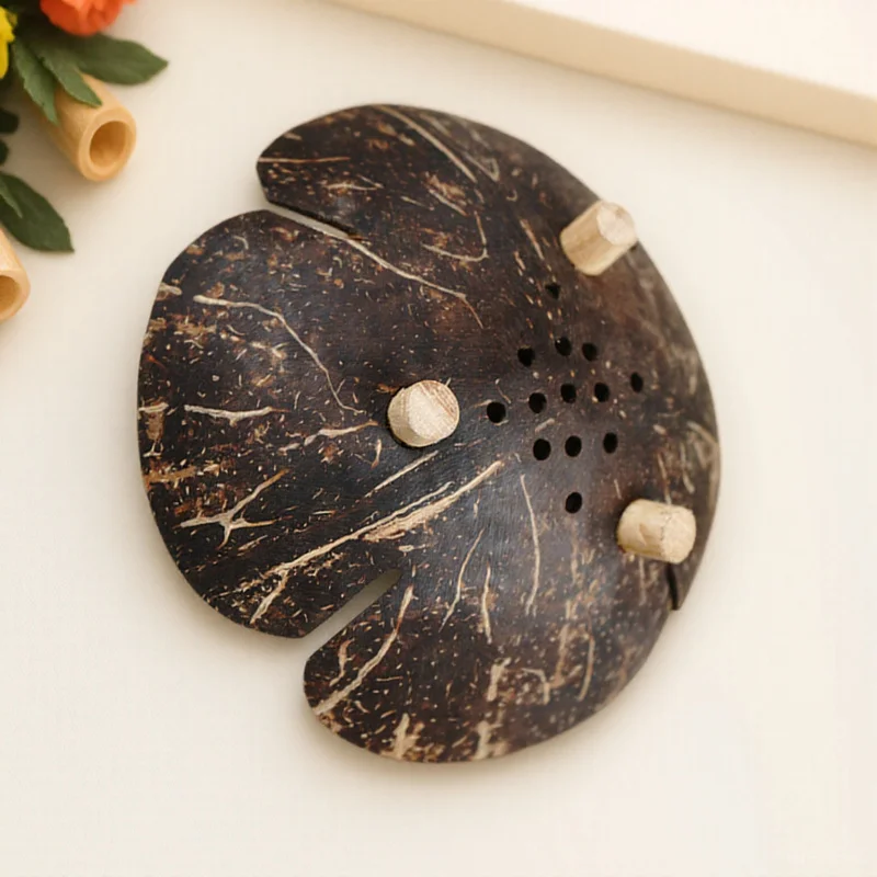 

Creative Coconut Shell Draining Tray Household Holder Bathroom Container Drain Spout Multi-Function Storage Box Countertop