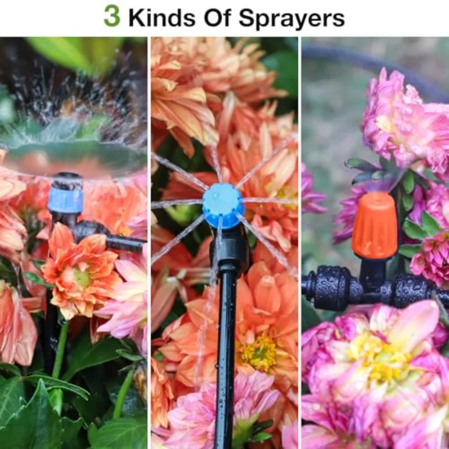 MIXC เรือนกระจก Micro หยดชลประทานชุดอัตโนมัติระบบชลประทาน Patio Misting พืชรดน้ําระบบ 1 4 นิ้ว 1 2 inc