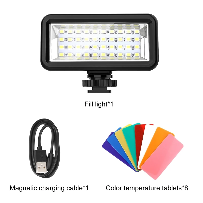 Imagem -06 - Puluz-luz de Preenchimento Impermeável 40m Filtros Substituíveis de Cores 60006500k 40 Leds na Câmera Vídeo Fotografia Luz de Estúdio