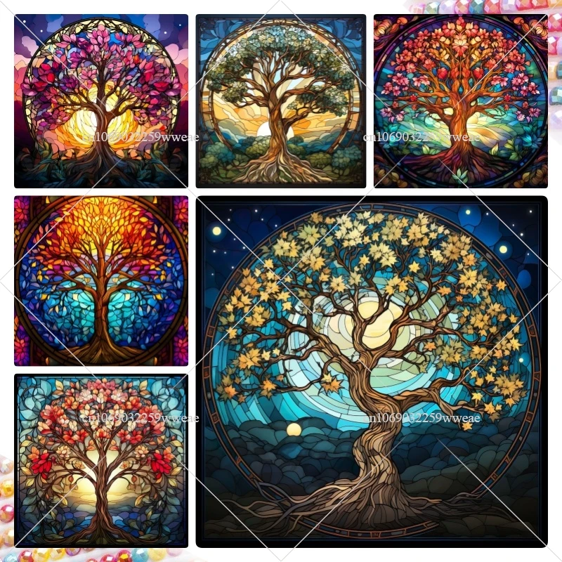 DIY 5D Diamond Painting Fantastic Life Of Tree Art Drawings Full Rhinestone Code Style Flowers Mosaic For Kids' Room Wall Decor