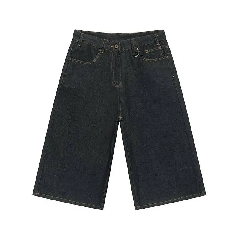 LUZHEN Style Solid Color Simple 2026 Handsome Straight New Denim Cropped Trousers Men's Fashion High Quality Shorts Jeans JY8472