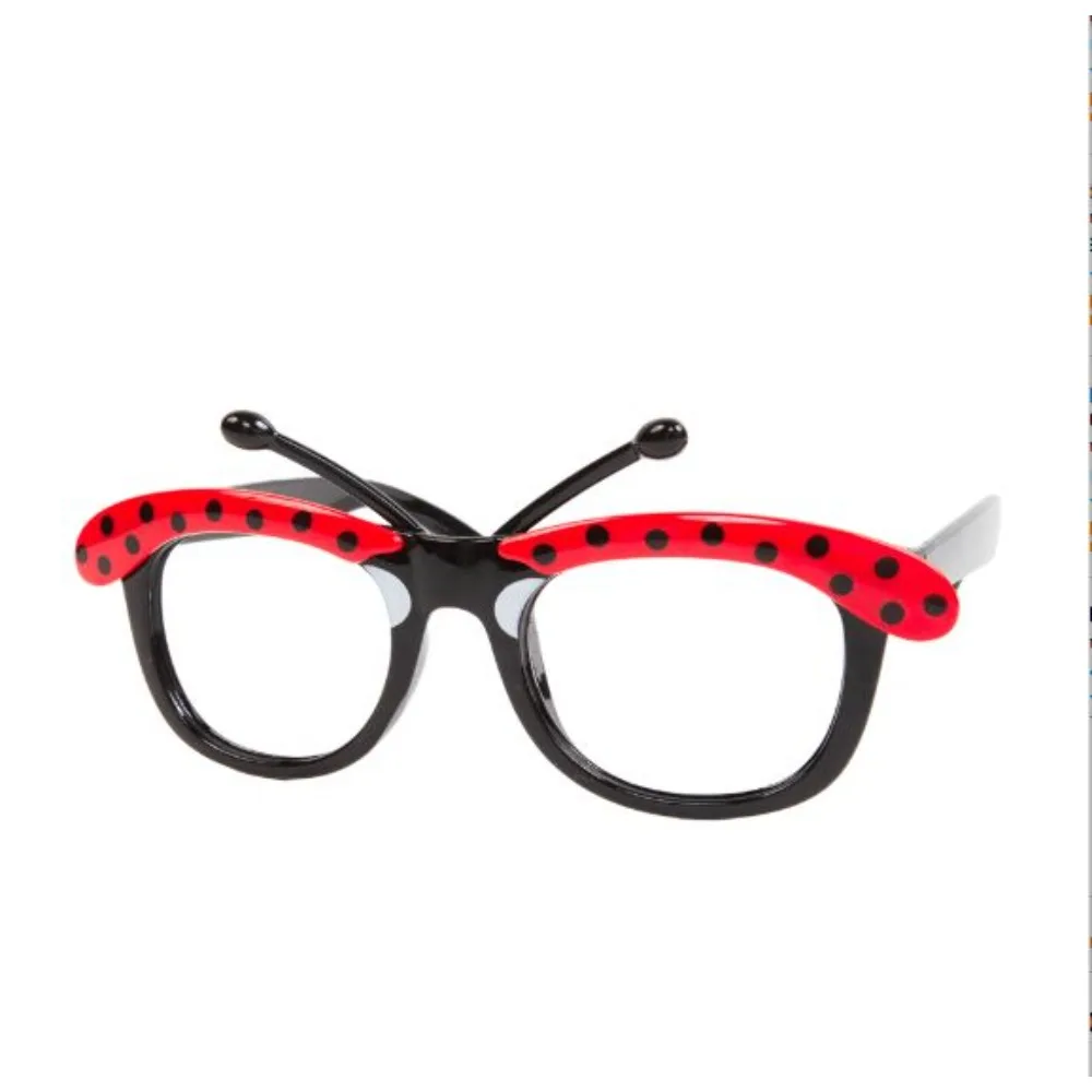 Gafas de Novedad PESENAR con Diseño de Mariquita y Antenas, Rojas con Puntos Negros, Accesorios para Disfraces de Fiesta