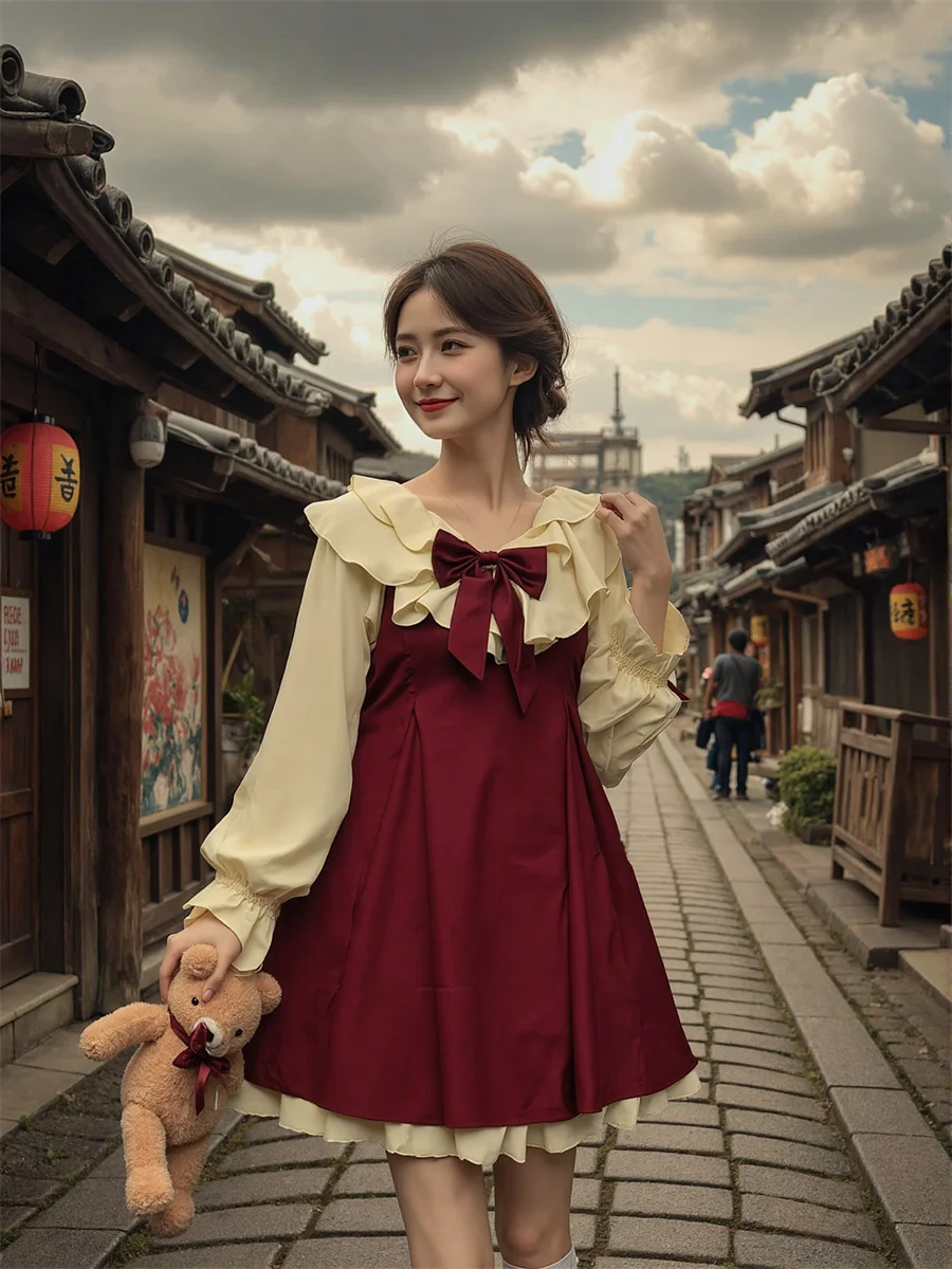 Women'S Dresses Young Lady Long Sleeve Regular Fit Preppy Style Junior Autumn Winter Cut Cute Cutout Cut-Out Cyber Daily Daisy