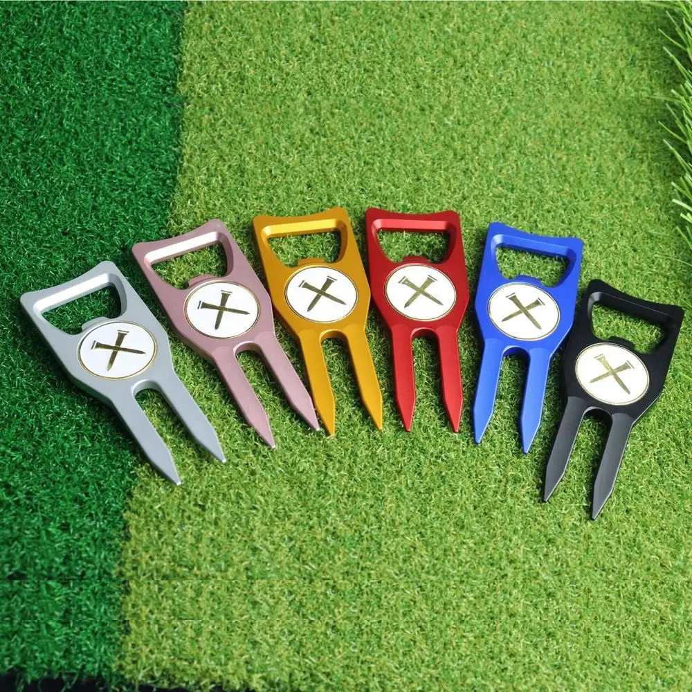 Zinc Alloy Golf Fork Multi-function Non-slip Golf Green Divot Fork Precisely Position Comfortable Golf Enthusiasts