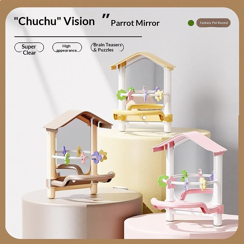 

Demon Pet Kee Large Chirping Mirror Parrot Hanging Cage Toy Bird Stimulation Play Birds Accessoires Bird Playground