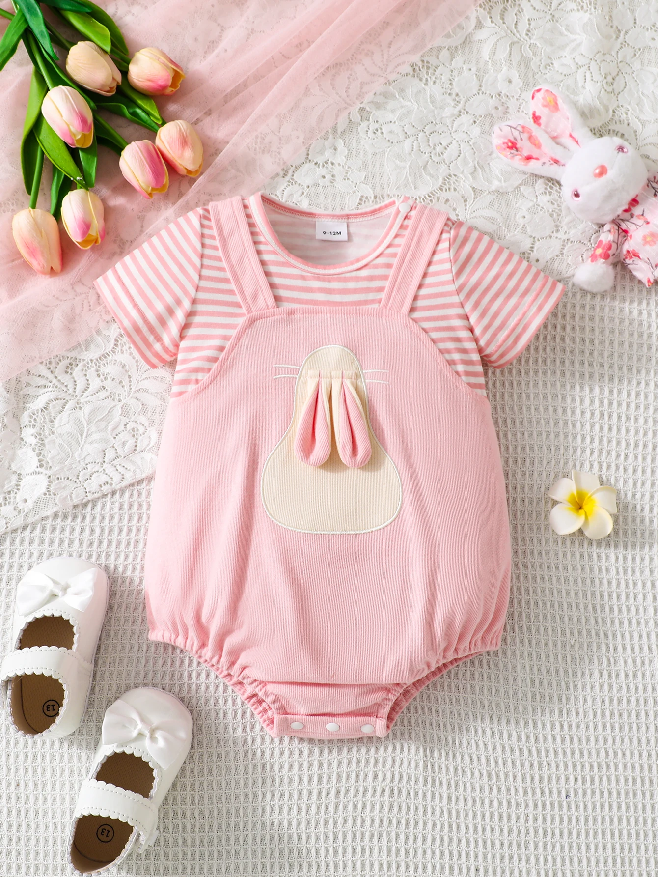 

Летний двухсекционный треугольный комбинезон в розовую полоску для маленьких девочек