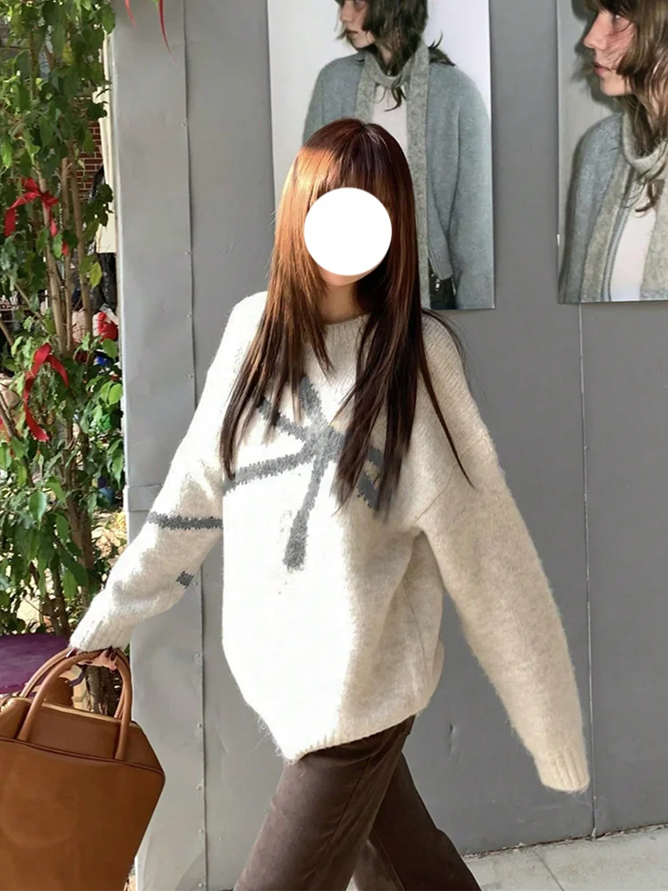 限定数量 ロングスリーブ ニット ラウンドネック トップス カジュアル ルーズフィット レディース セーター シエンデッド ウィンター ファッション オンライン限定