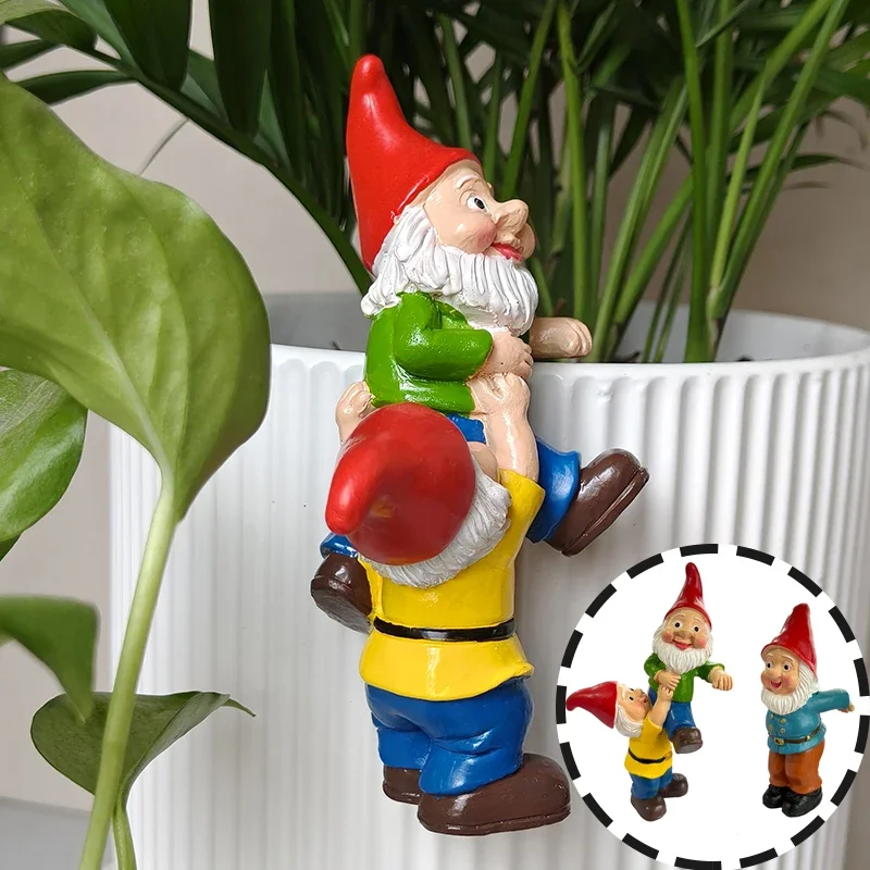 

Cute Climbing Gnome Figurines Flower Pot Hugger Hanging Garden Gnomes Plant Decorations For Pots, Resin Hanging Gnome Figurine