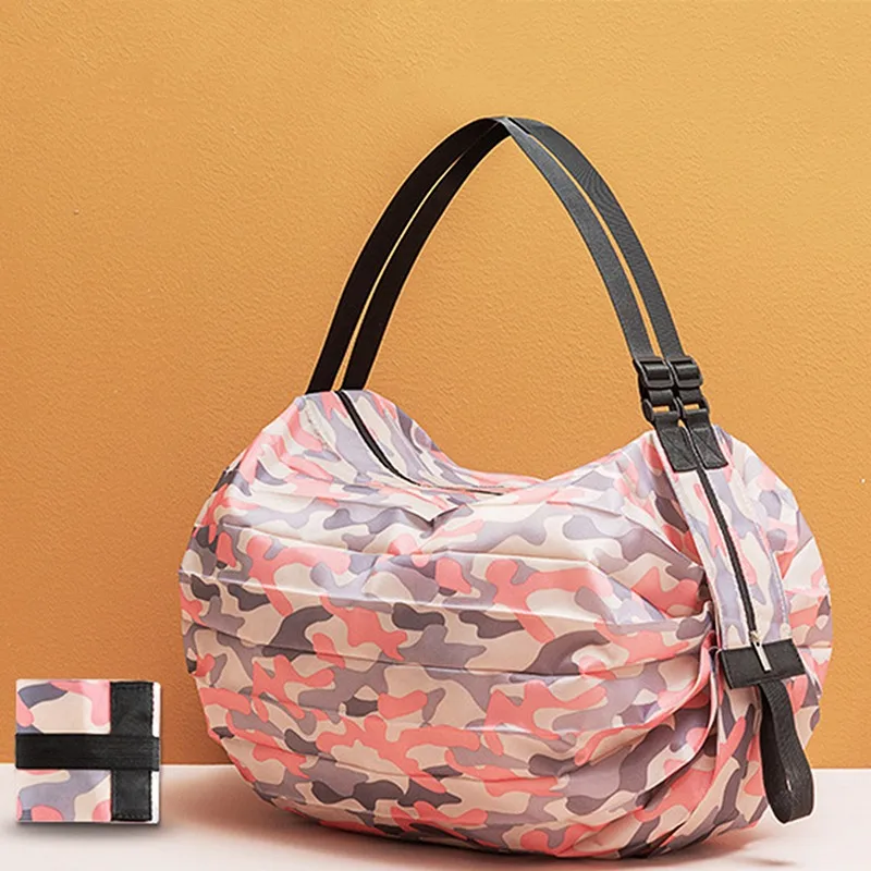 Foldable Storage Bag With Handle Portable Travel Camouflage Handbags Large Capacity Shopping Bag